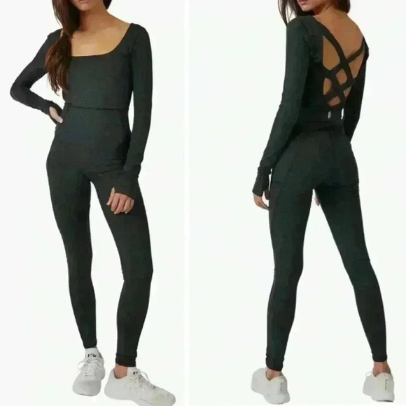 FP Movement by Free People Relieve Crossback Jumpsuit Grey Long Sleeve Small/P - Picture 1 of 9